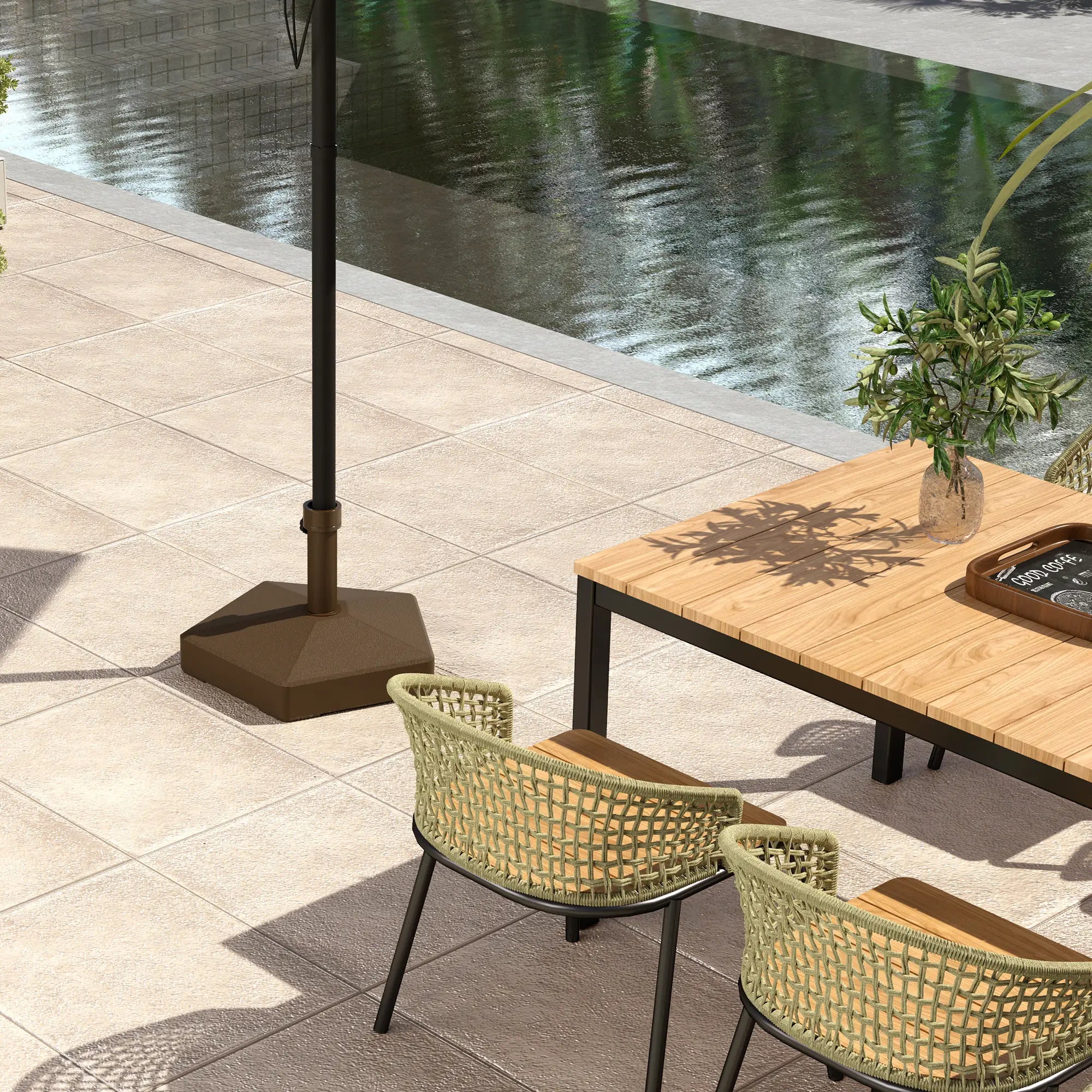 Heavy Duty Outdoor Umbrella Stand Base, Brown Umbrella Bases at Gallery Canada