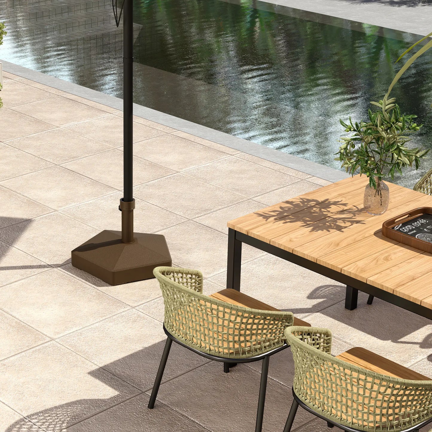 Heavy Duty Outdoor Umbrella Stand Base, Brown Umbrella Bases at Gallery Canada