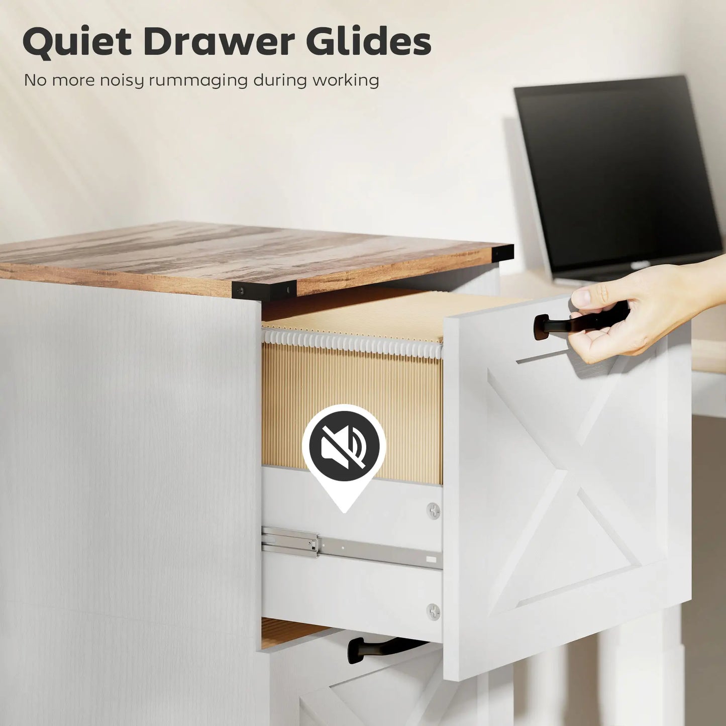 2 Drawer File Cabinet, Silent Slides, Letter/A4, White Office Cabinets & Cupboards at Gallery Canada