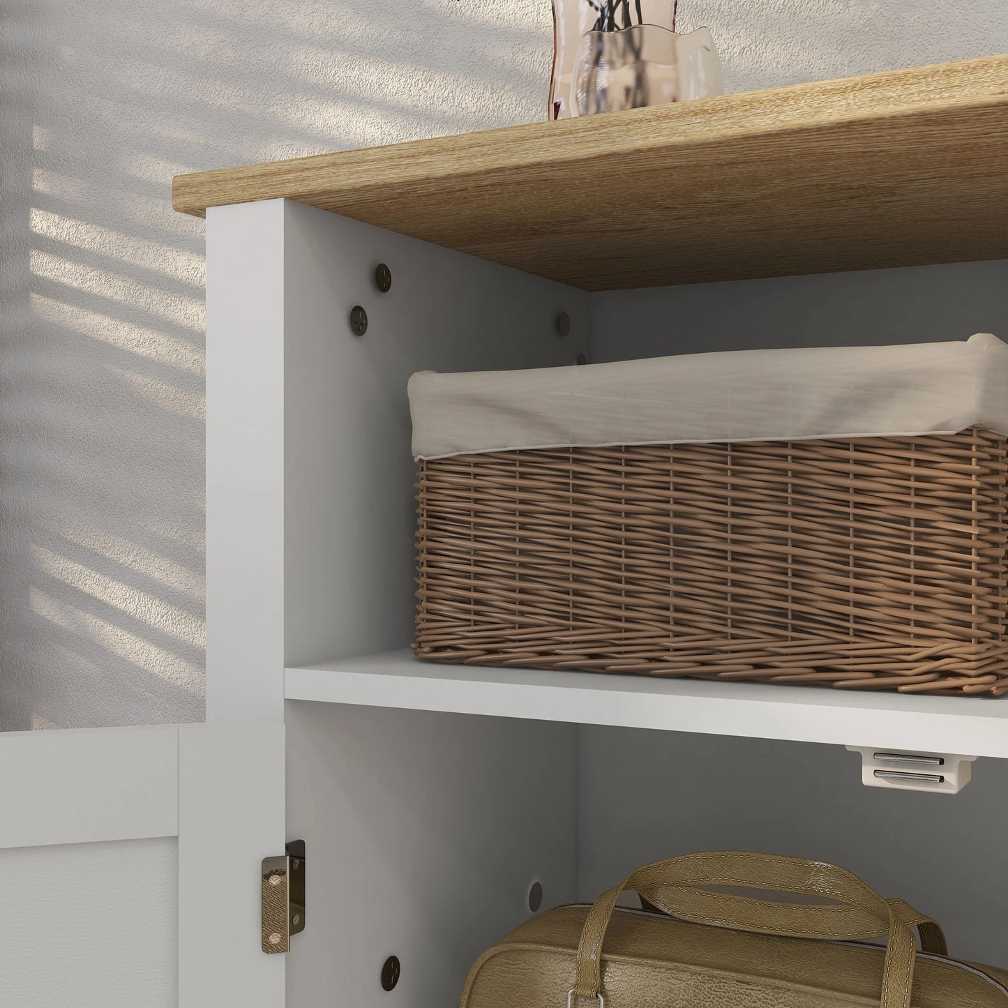 Freestanding Bathroom Floor Cabinet, Flat Doors, Adjustable Shelf, White Bathroom Cabinets at Gallery Canada