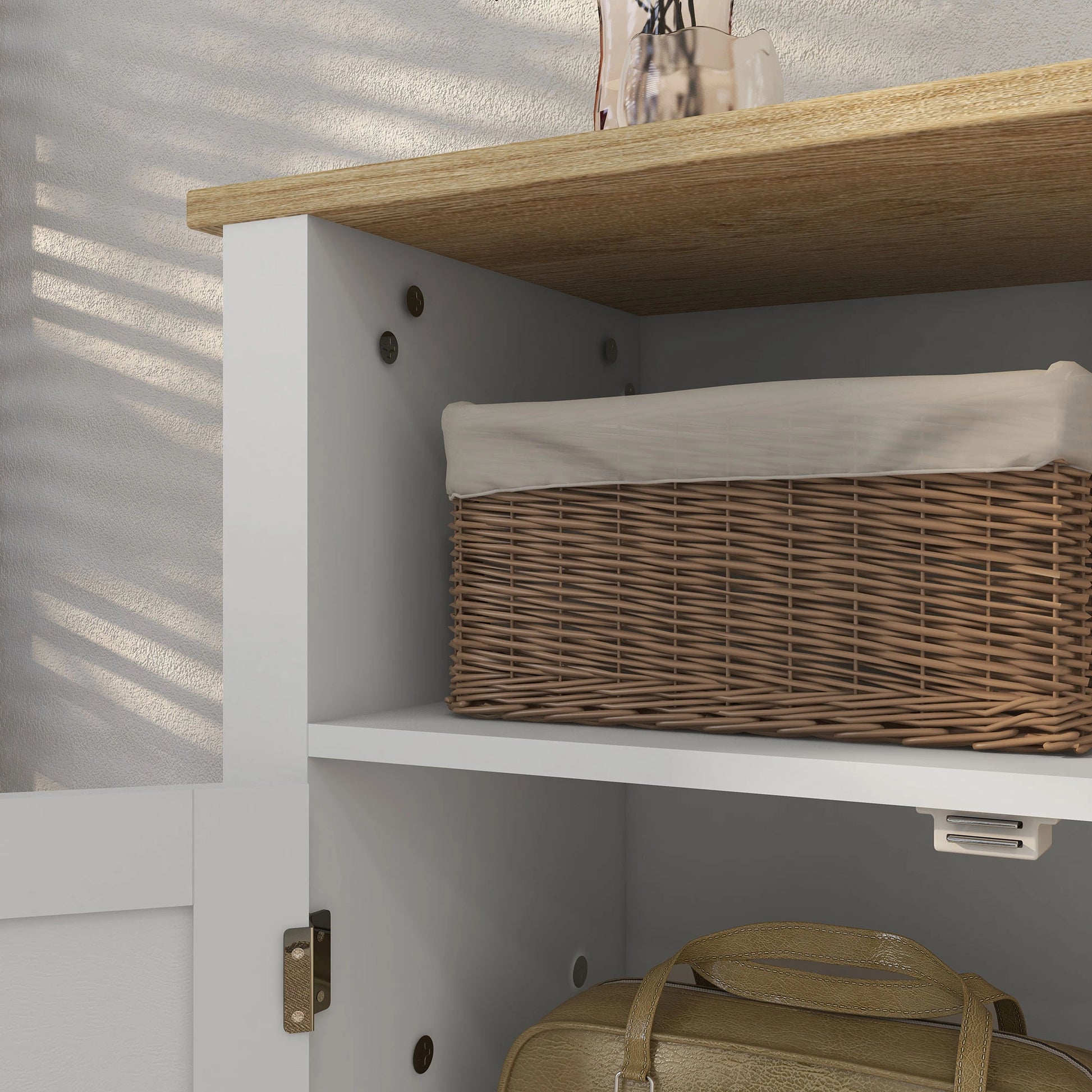 Freestanding Bathroom Floor Cabinet, Flat Doors, Adjustable Shelf, White Bathroom Cabinets at Gallery Canada