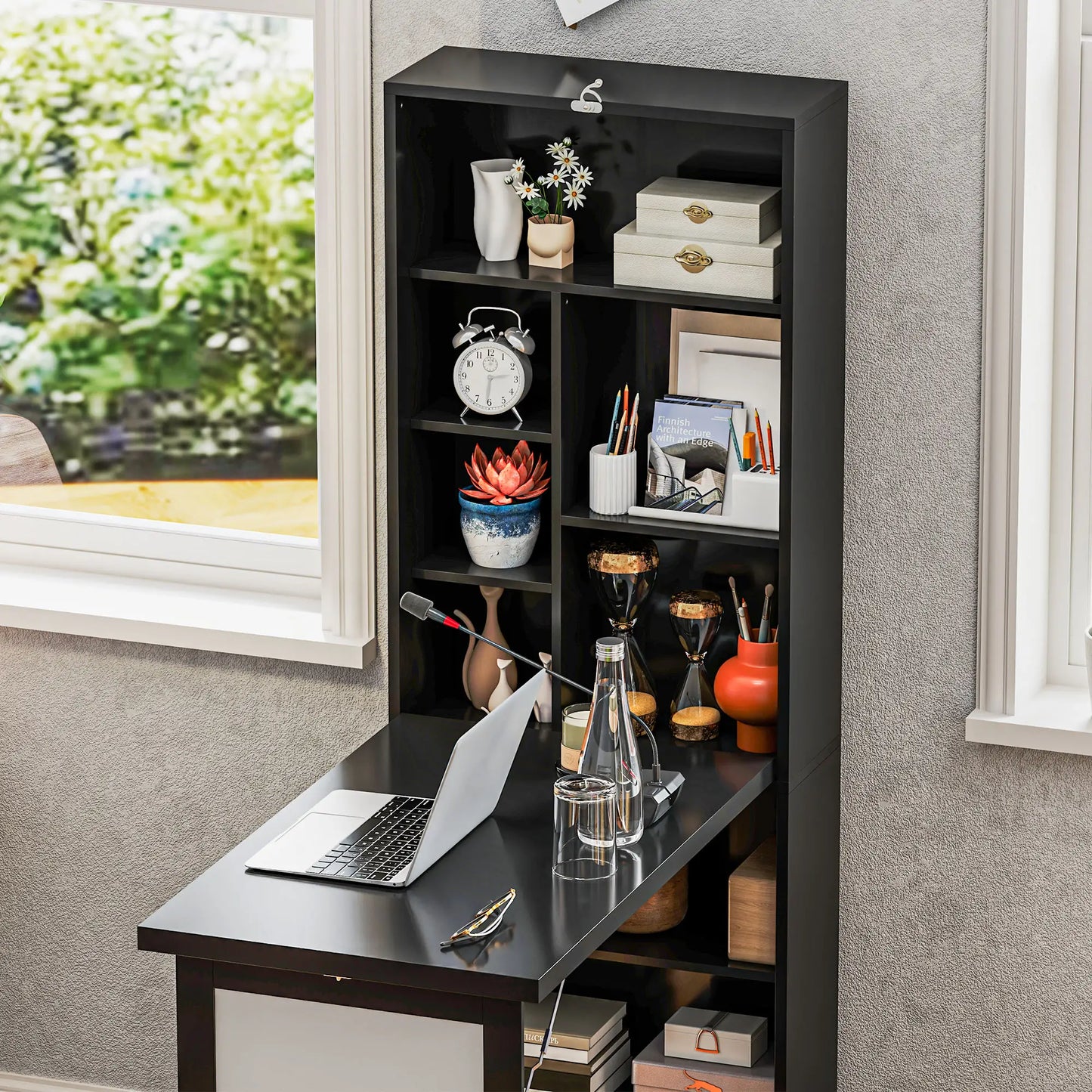 Fold-Out Convertible Office Desk, Wall Mount, Black Writing Desks at Gallery Canada