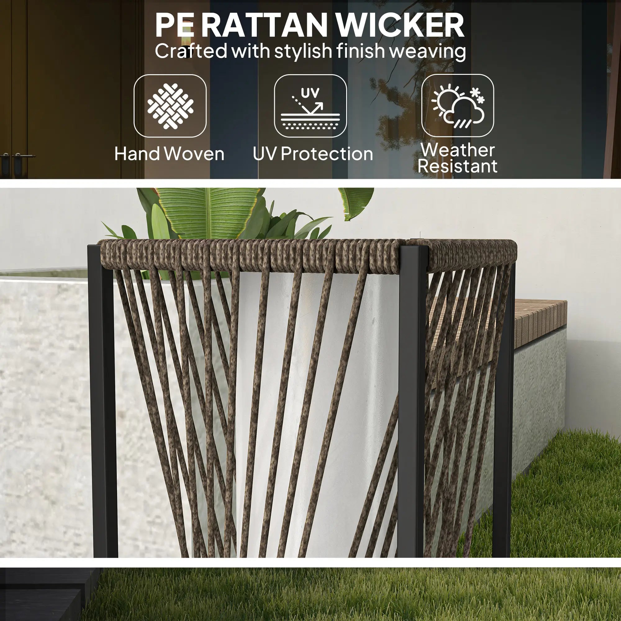 Rattan Solar Floor Lamp, IP44, LED Auto On/Off, Brown Solar Post Lamps at Gallery Canada