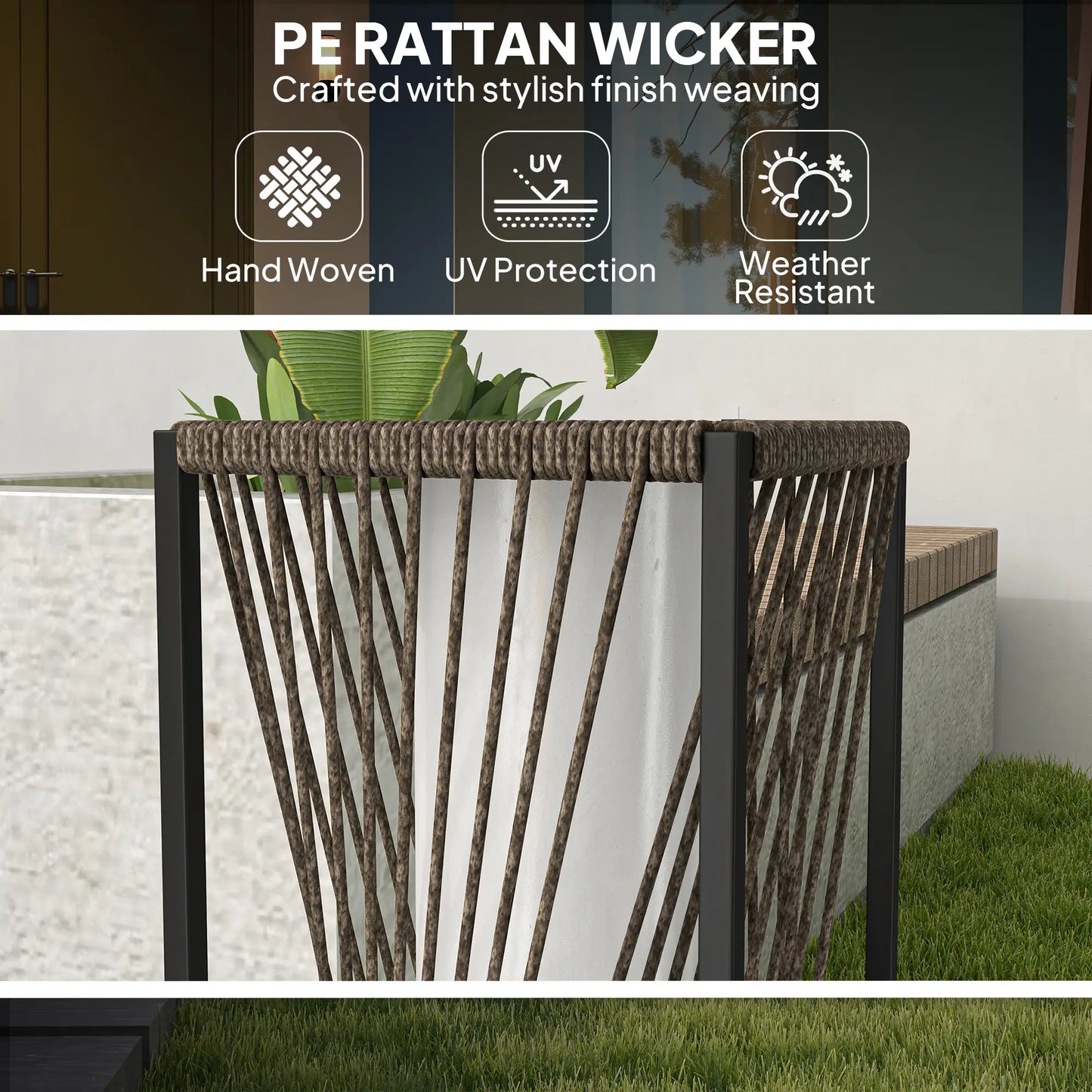 Rattan Solar Floor Lamp, IP44, LED Auto On/Off, Brown Solar Post Lamps at Gallery Canada