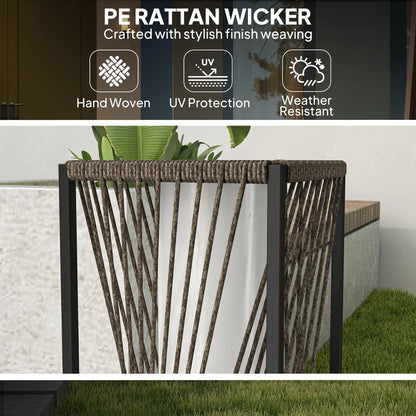 Rattan Solar Floor Lamp, IP44, LED Auto On/Off, Brown Solar Post Lamps at Gallery Canada