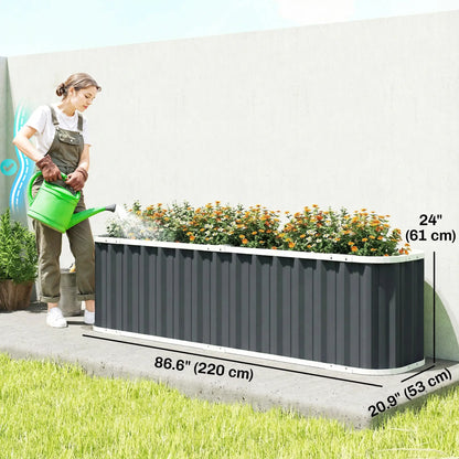 Galvanized Raised Garden Bed, Deep Rot Planter Box, 7' x 2' x 2', Dark Grey Galvanized Planter Boxes at Gallery Canada