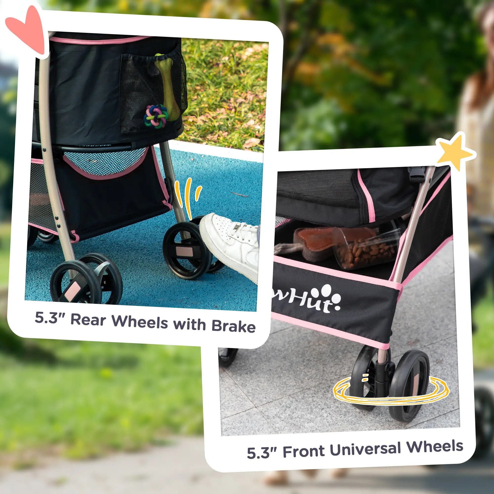 4 Wheels Pet Stroller, Folding Carrier, Small Dogs, Pink Dog Bike Trailers & Strollers at Gallery Canada