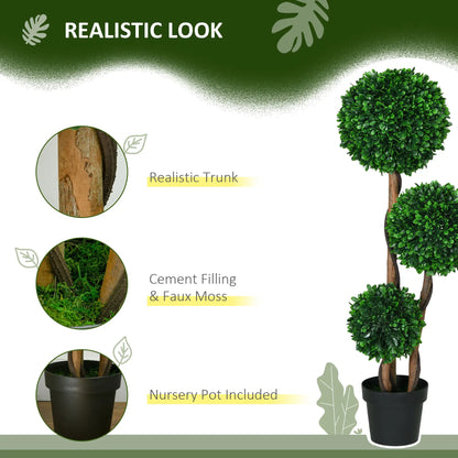 3.6ft Artificial Tree, Triple Ball Boxwood Topiary, Indoor Outdoor Artificial Trees at Gallery Canada