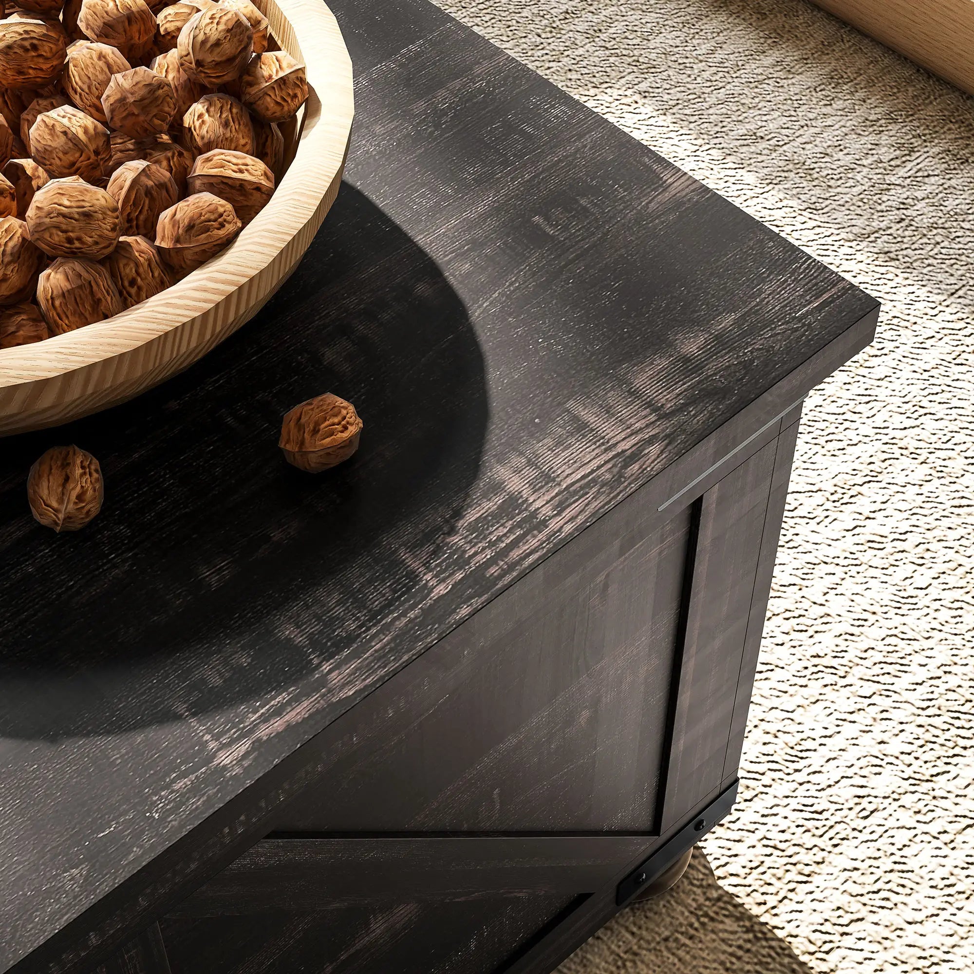 Farmhouse Coffee Table, Square Flip-Top Lid, Hidden Storage, Distressed, Brown Coffee Tables at Gallery Canada