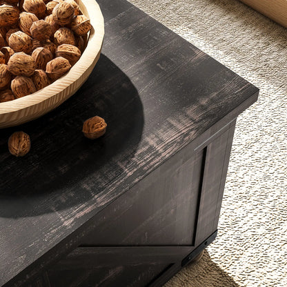 Farmhouse Coffee Table, Square Flip-Top Lid, Hidden Storage, Distressed, Brown Coffee Tables at Gallery Canada