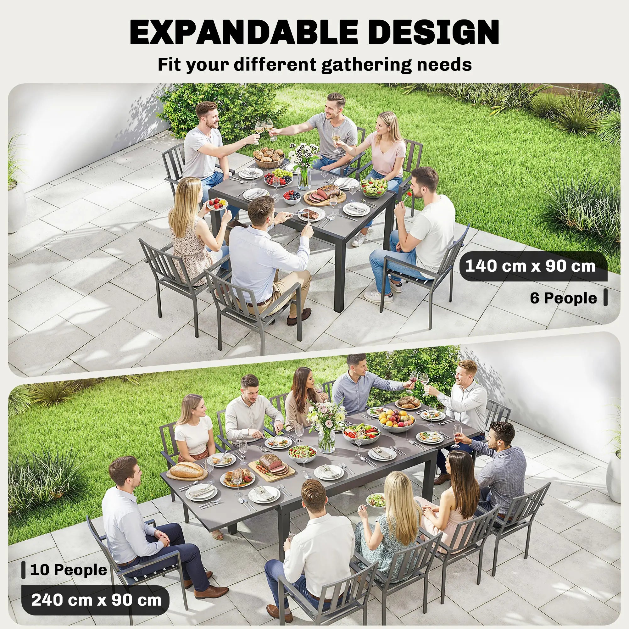 Expandable Outdoor Dining Table, 55