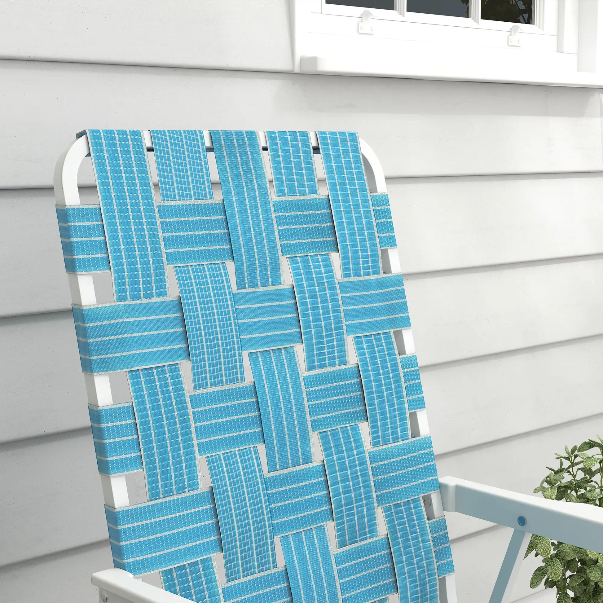 Set of 2 Folding Patio Chairs, Portable, Armrests, Camping, Garden, Blue Patio Chairs at Gallery Canada
