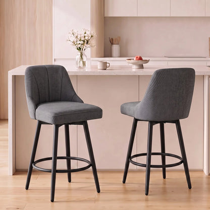 Swivel Bar Stools Set of 2, Counter Height, Dark Grey