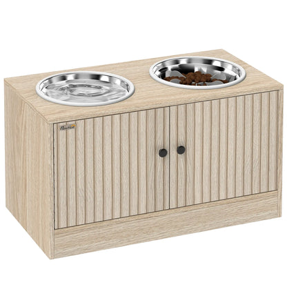 Raised Dog Bowls, Slow Feeder, 2 Stainless Steel Bowls Non-Slip, Oak Dog Bowls at Gallery Canada