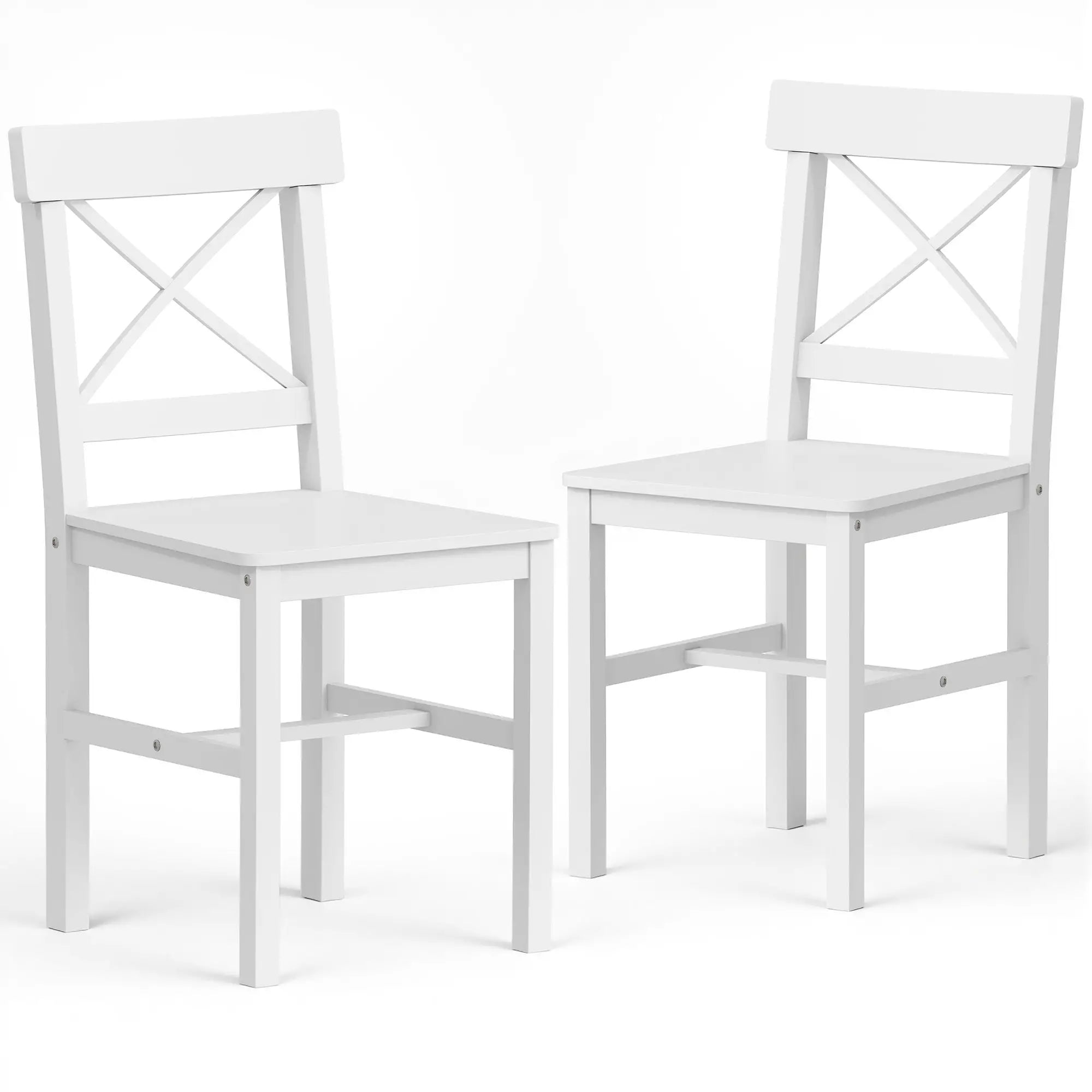 Wooden Dining Chairs Set of 2, Cross Back, White Dining Chairs at Gallery Canada