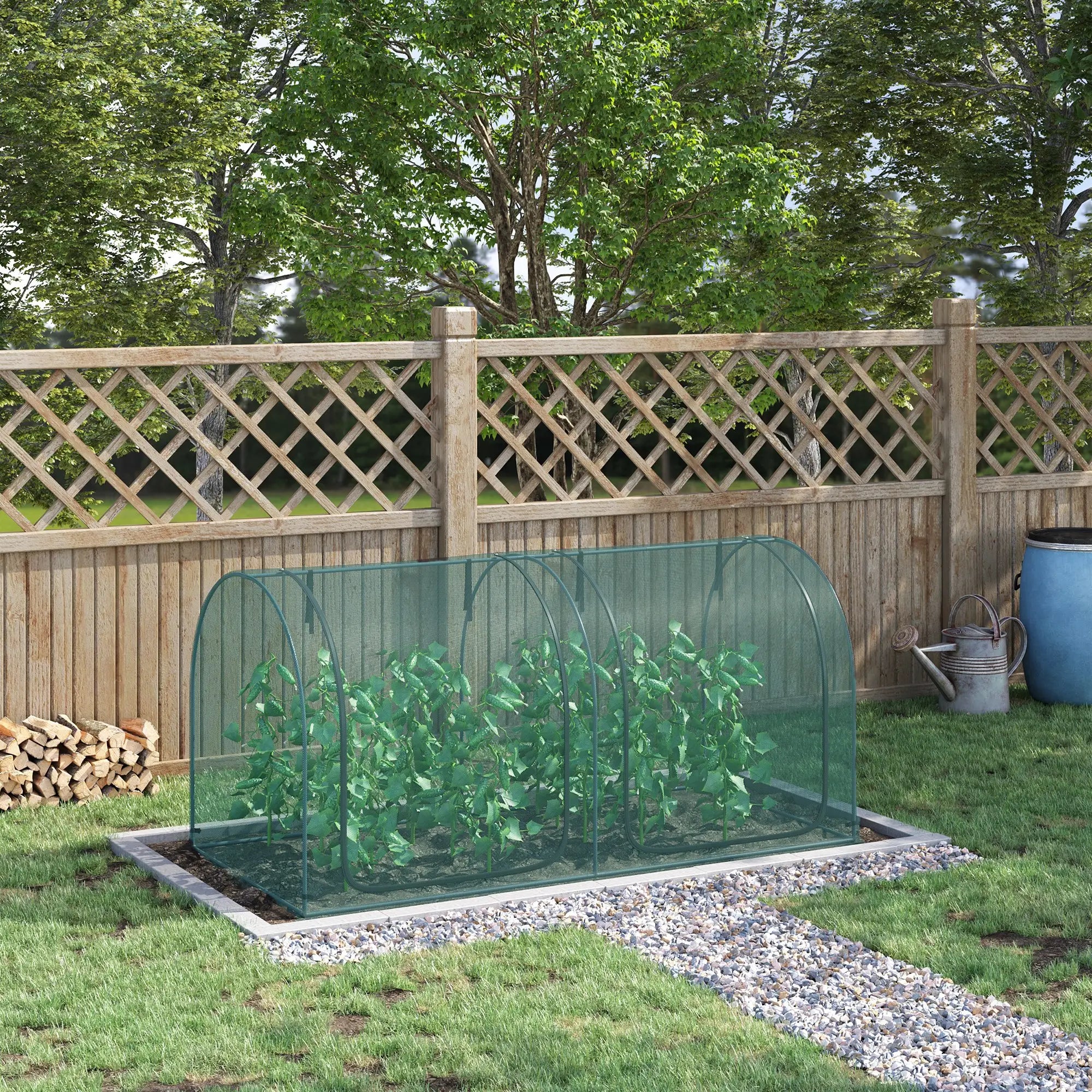 8' x 4' Crop Cage, Plant Protection Tent, 2 Zippered Doors, 4 Stakes, Dark Green Walk In Greenhouses at Gallery Canada