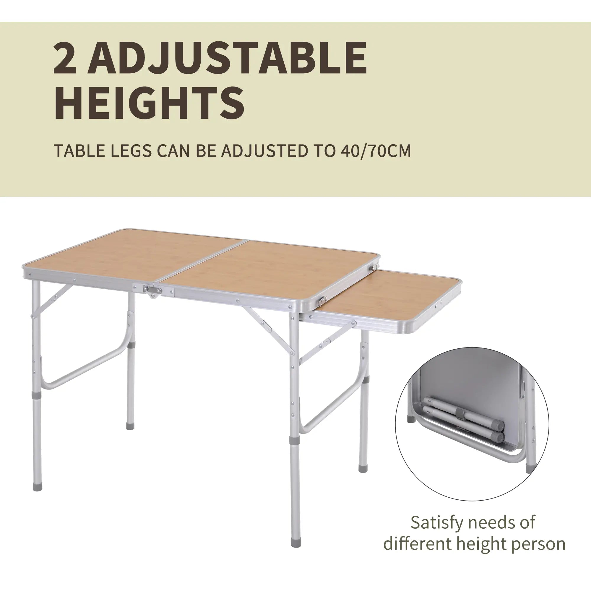 3ft Aluminum Folding Picnic Table, Portable Outdoor, 2 Adjustable Height Picnic Tables & Camping Chairs at Gallery Canada
