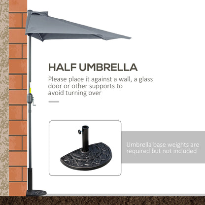 9ft Half Round Umbrella, Outdoor Patio Sun Shade, 5 Ribs, Grey Sun Umbrellas at Gallery Canada