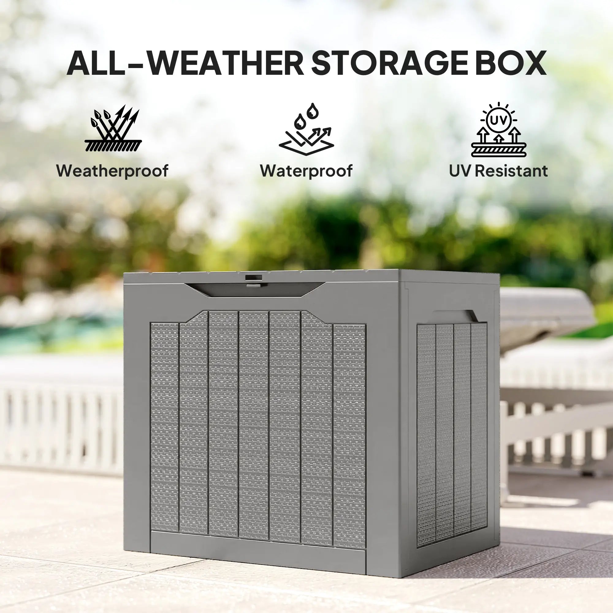 28 Gallon Deck Box, Resin Outdoor Storage With Handles, Waterproof UV Resistant Patio Storage Boxes at Gallery Canada