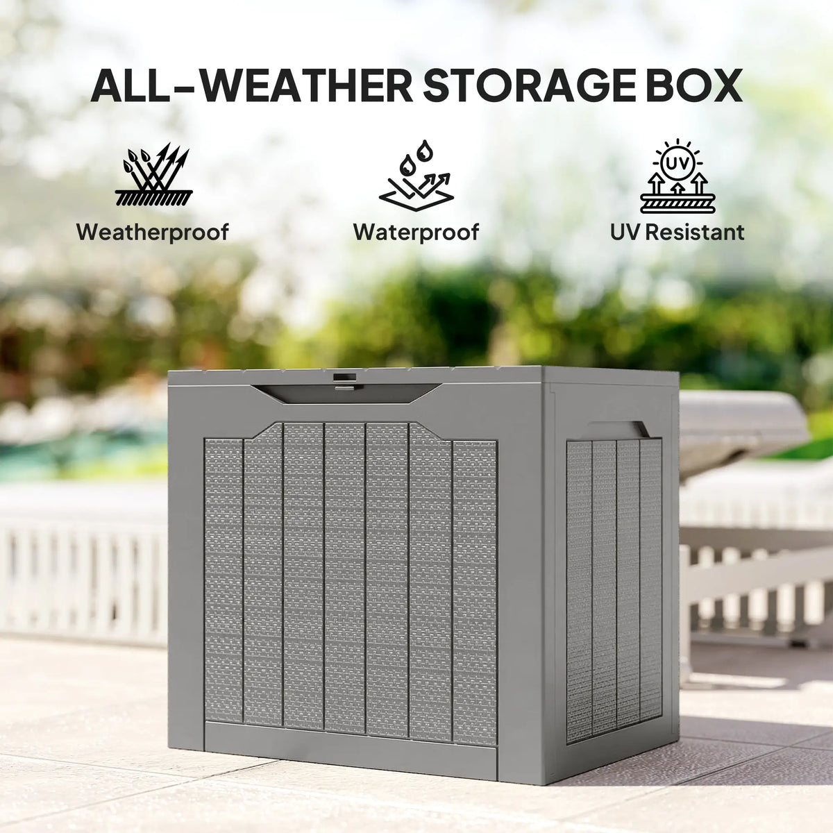28 Gallon Deck Box, Resin Outdoor Storage With Handles, Waterproof UV Resistant Patio Storage Boxes at Gallery Canada