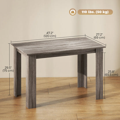 47" Kitchen Table for 4-6 People, Wood Effect, Light Grey Dining Tables at Gallery Canada