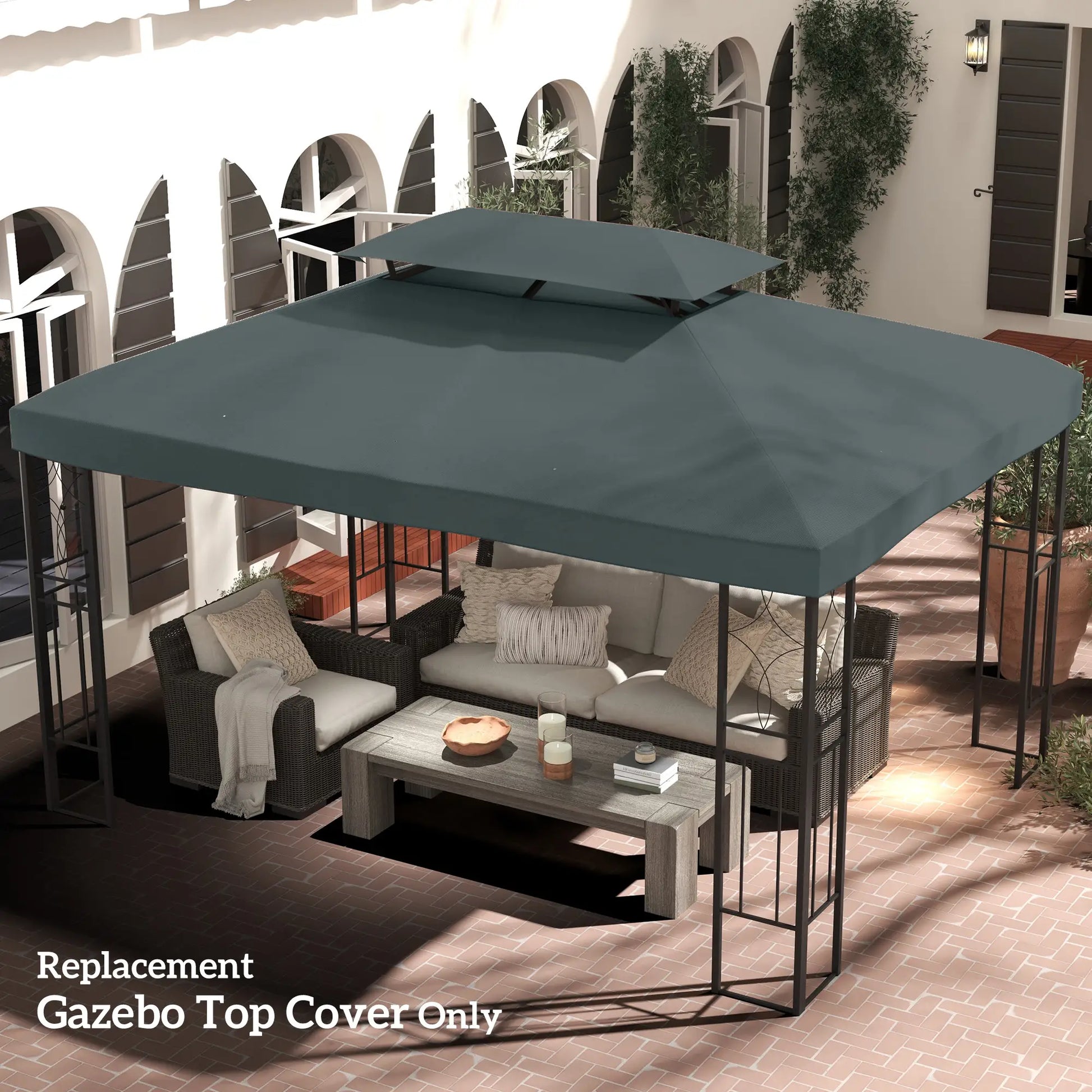 13' x 10' Gazebo Replacement Canopy, 2 Tier Top UV Cover, Grey Gazebo Canopy Replacement at Gallery Canada
