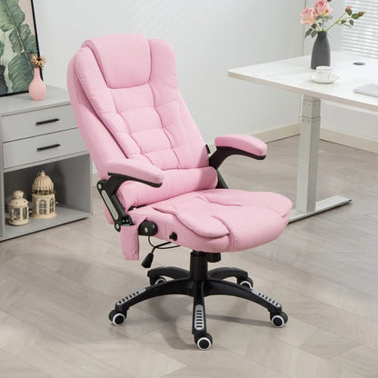 6 Point Vibrating Massage Chair, High Back Executive, Reclining, Swivel Wheels, Pink Massage Chairs at Gallery Canada