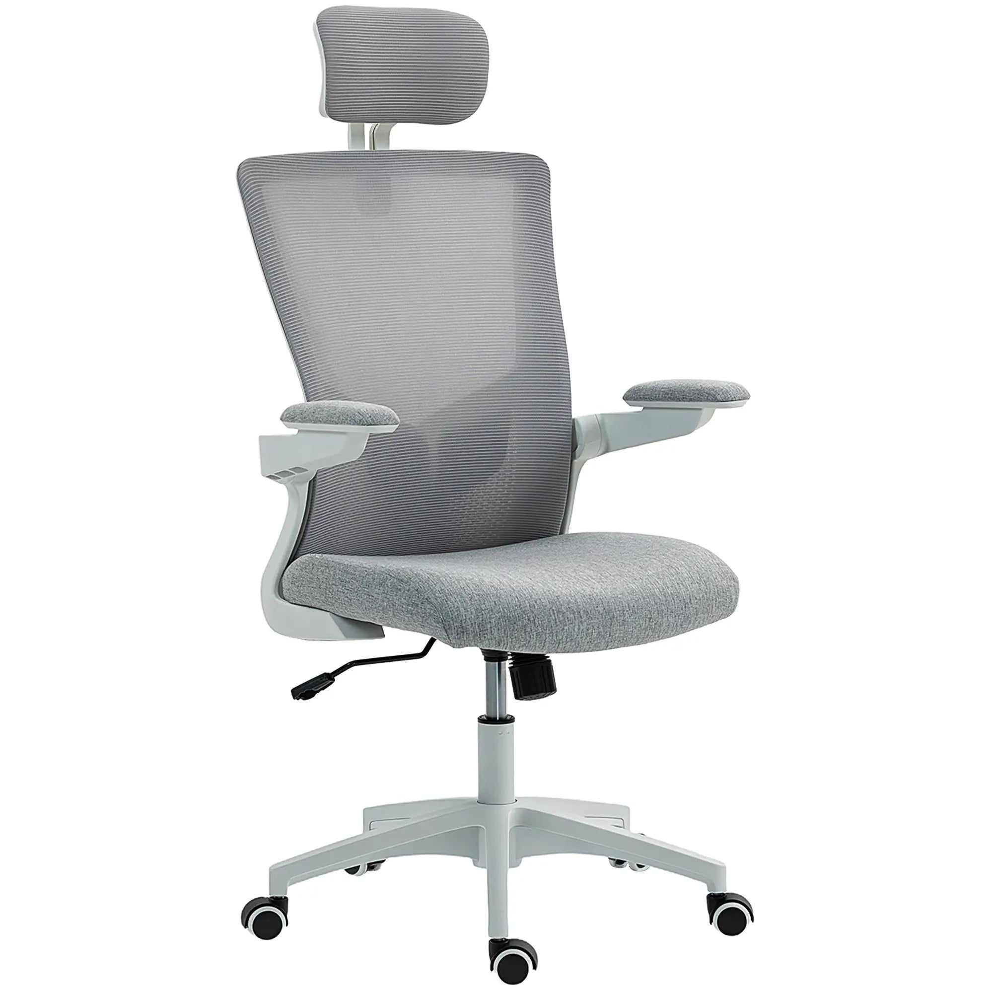 Ergonomic Office Chair, Adjustable Lumbar Support, Headrest, Flip-Up Armrests, Grey Task Chairs Grey, White at Gallery Canada