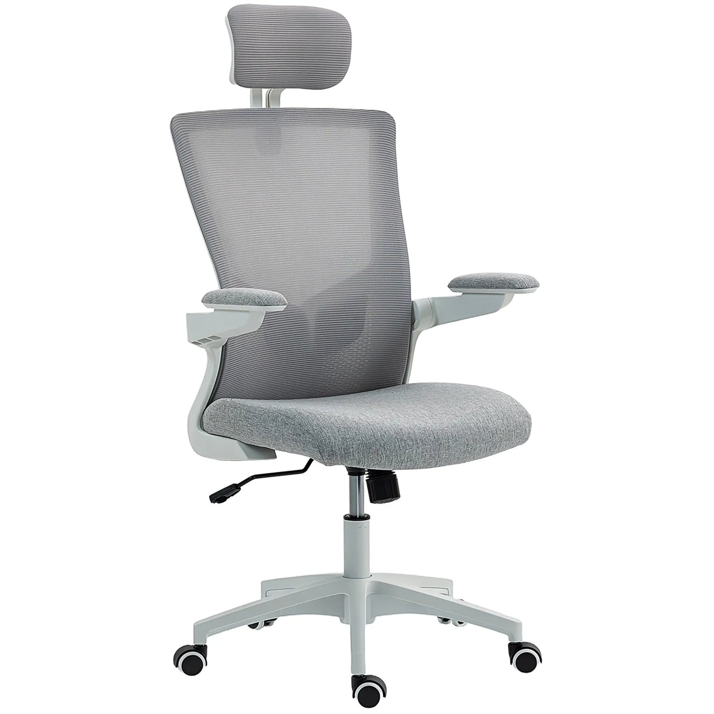 Ergonomic Office Chair, Adjustable Lumbar Support, Headrest, Flip-Up Armrests, Grey Task Chairs Grey, White at Gallery Canada