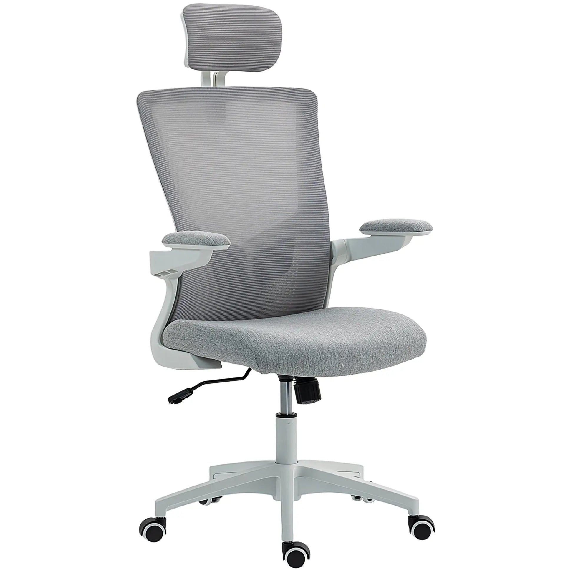 Ergonomic Office Chair, Adjustable Lumbar Support, Headrest, Flip-Up Armrests, Grey Task Chairs Grey, White at Gallery Canada