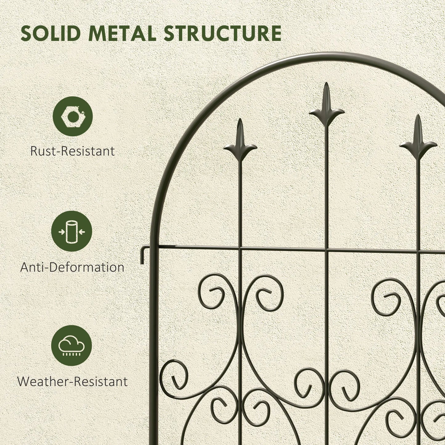 Metal Garden Trellis Set, Scrollwork Design, 150 x 50 cm, Black Plant Stands at Gallery Canada