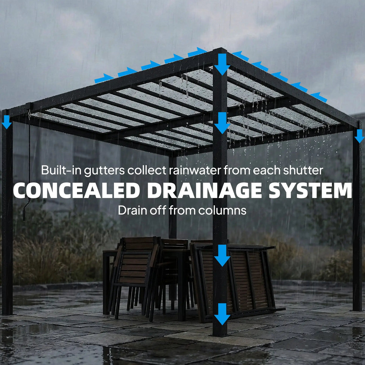 9.5 X 10 Ft Aluminum Louvered Pergola With Clear PC Roof, Clear