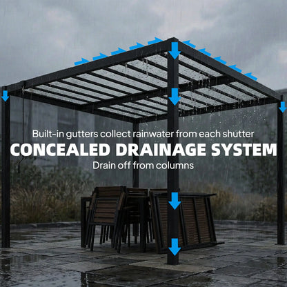 9.5 X 10 Ft Aluminum Louvered Pergola With Clear PC Roof, Clear