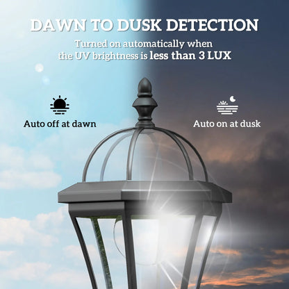 2 Piece LED Solar Garden Lights, Auto Switch, Water-Resist, 6 Hours, Black Solar Post Lamps at Gallery Canada