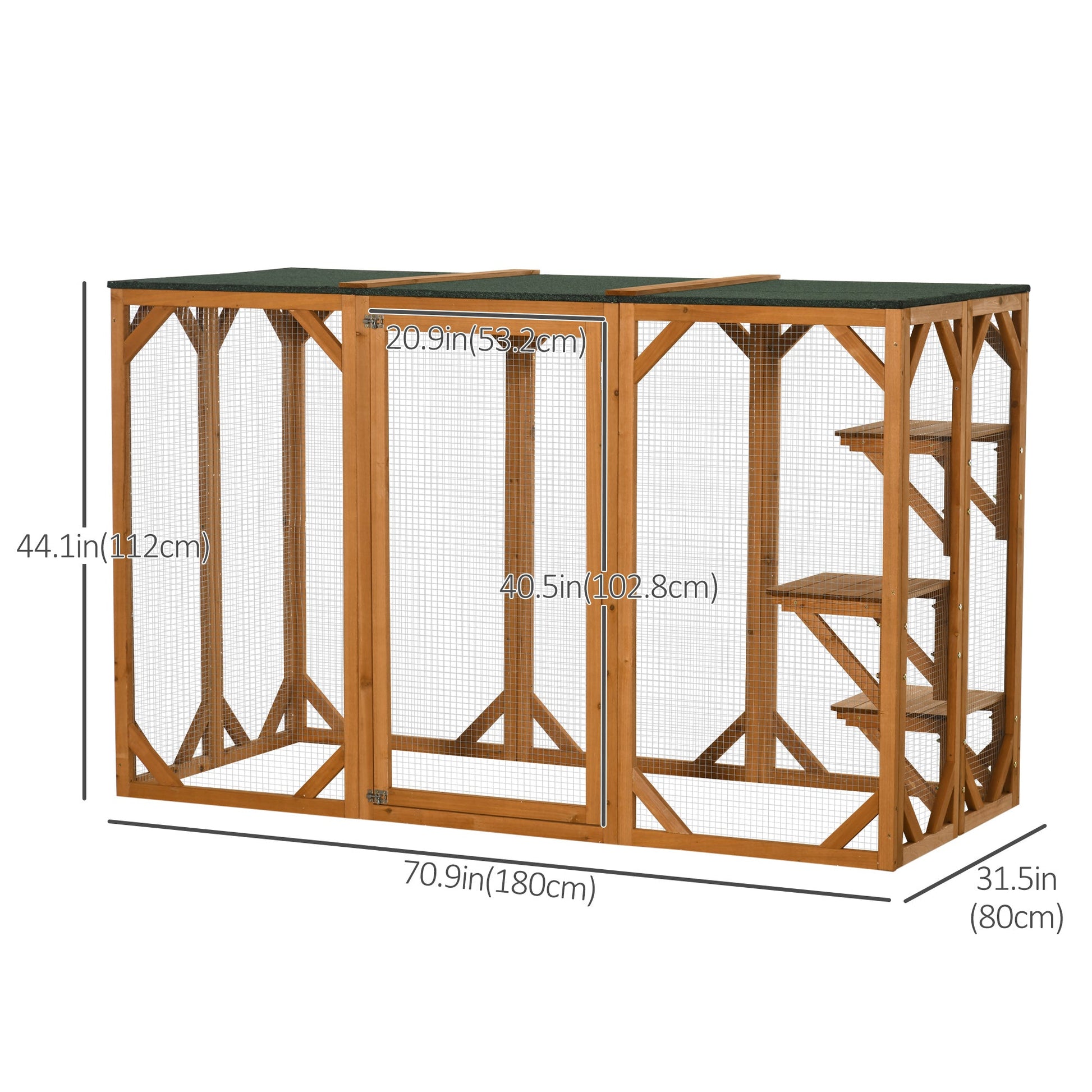 Cat Cage Indoor Catio Outdoor Cat Enclosure Pet House Small Animal Hutch for Rabbit, Kitten, Crate Kennel with Waterproof Roof, Multi-Level Platforms, Lock, Orange at Gallery Canada