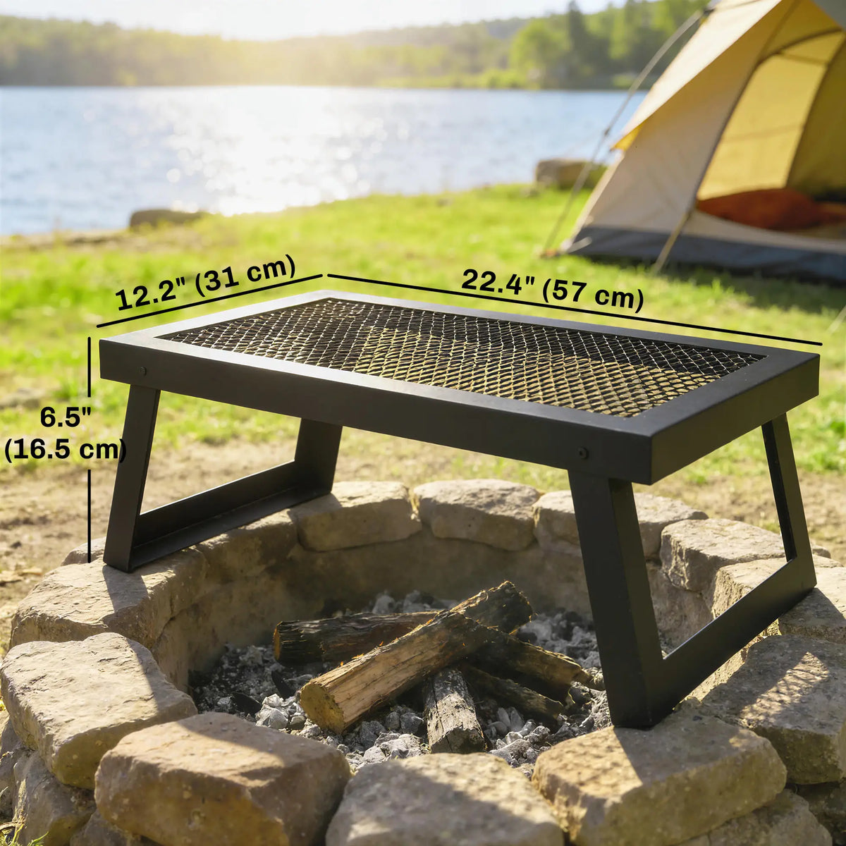 22" x 12" Folding Campfire Grill, Heavy Duty Carbon Steel, Black Charcoal BBQ Grils at Gallery Canada