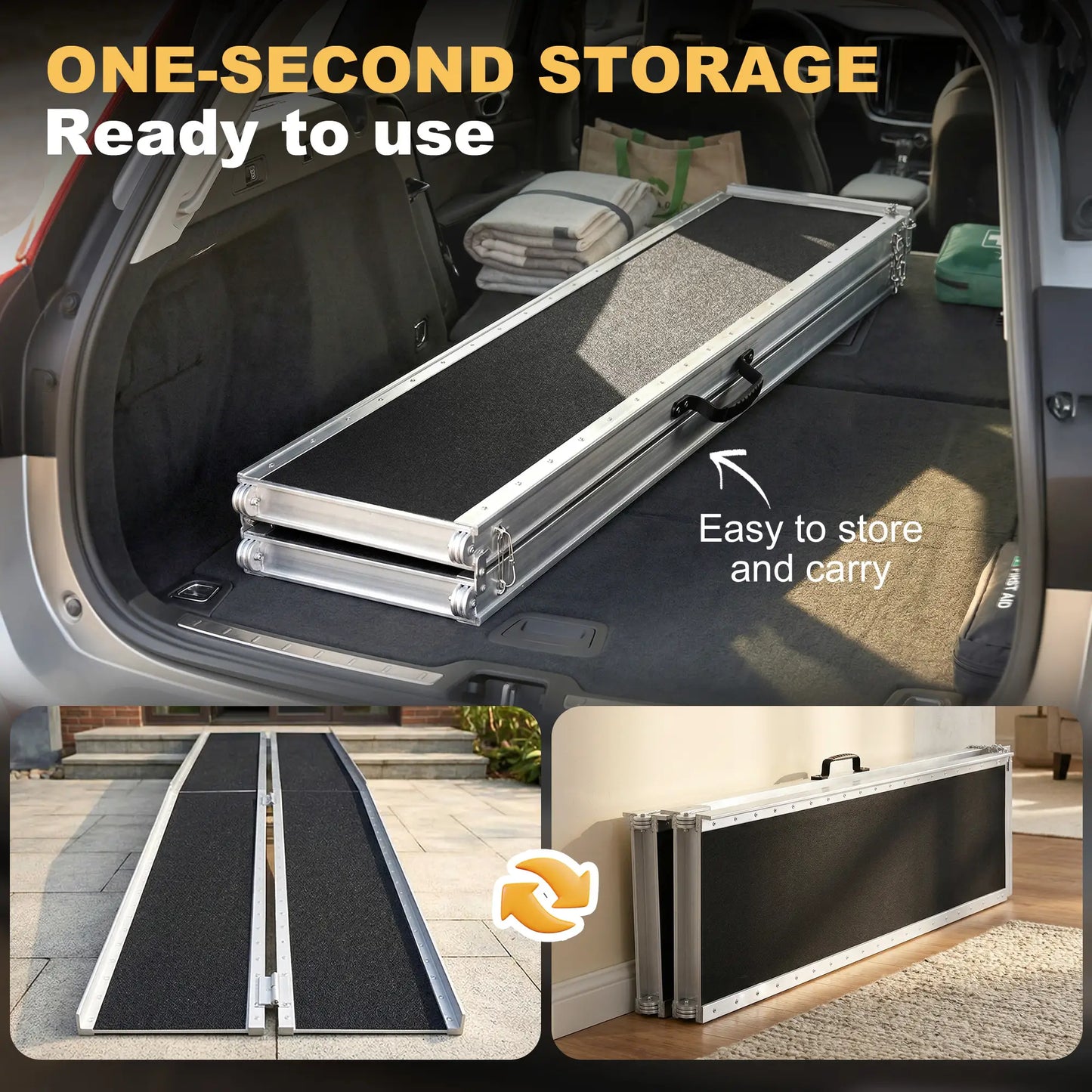 10ft Foldable Wheelchair Ramp, Non-Skid, Portable Aluminium Knee Walker & Wheelchair Ramps at Gallery Canada