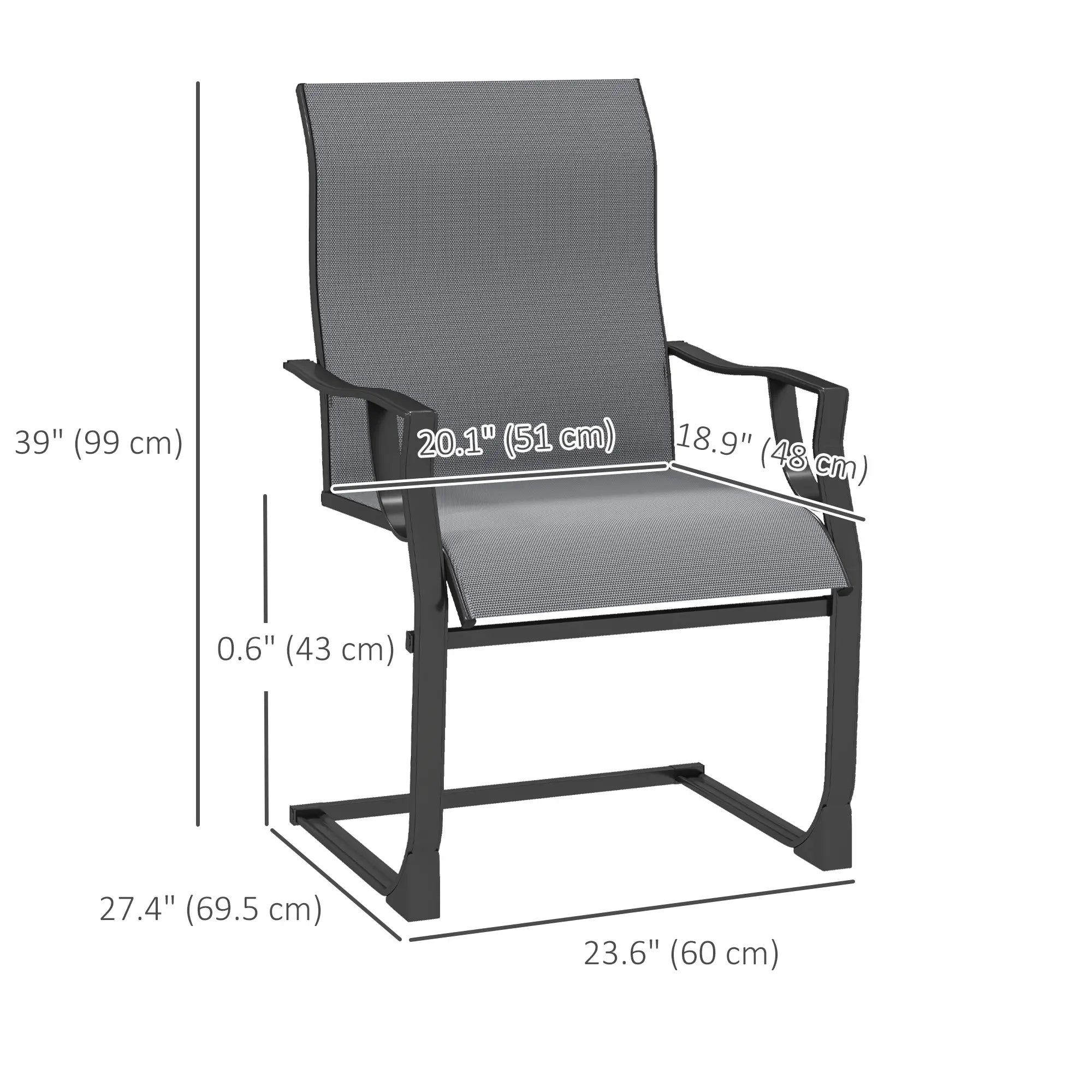 Spring Motion Patio Chairs Set Of 2, Curved High Backrest, All Weather Fabric, Metal Frame Outdoor Dining Sets at Gallery Canada