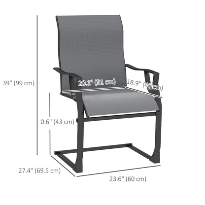 Spring Motion Patio Chairs Set Of 2, Curved High Backrest, All Weather Fabric, Metal Frame Outdoor Dining Sets at Gallery Canada