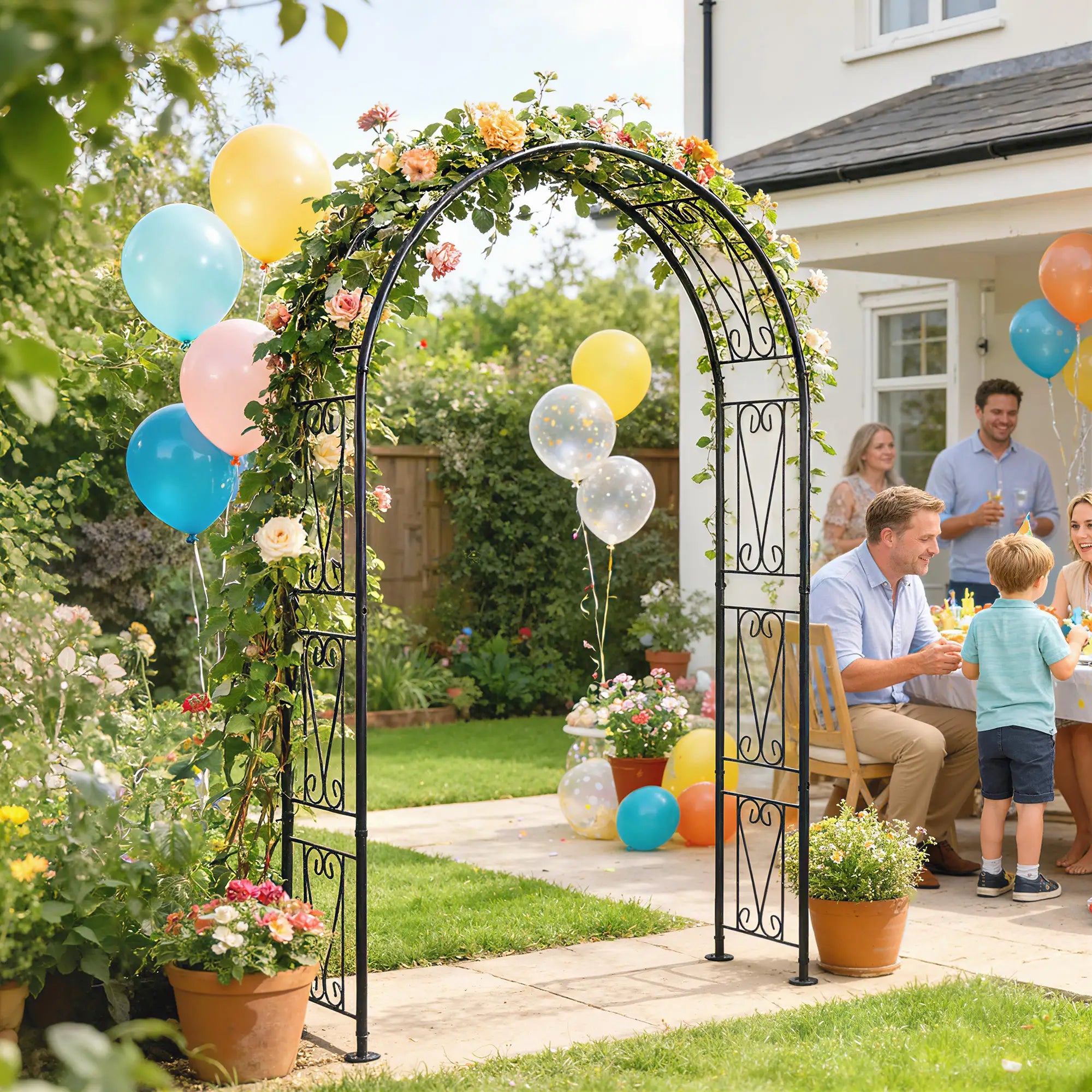 8 ft Garden Arch, Outdoor Trellis Arbor, Black Garden Arches at Gallery Canada