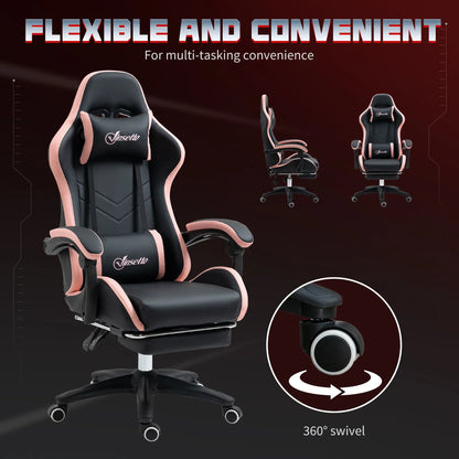 Gaming Chair, PU Leather Office Desk Chair with Footrest, Swivel Wheels, 135° Reclining Back, Black Video Game Chairs at Gallery Canada