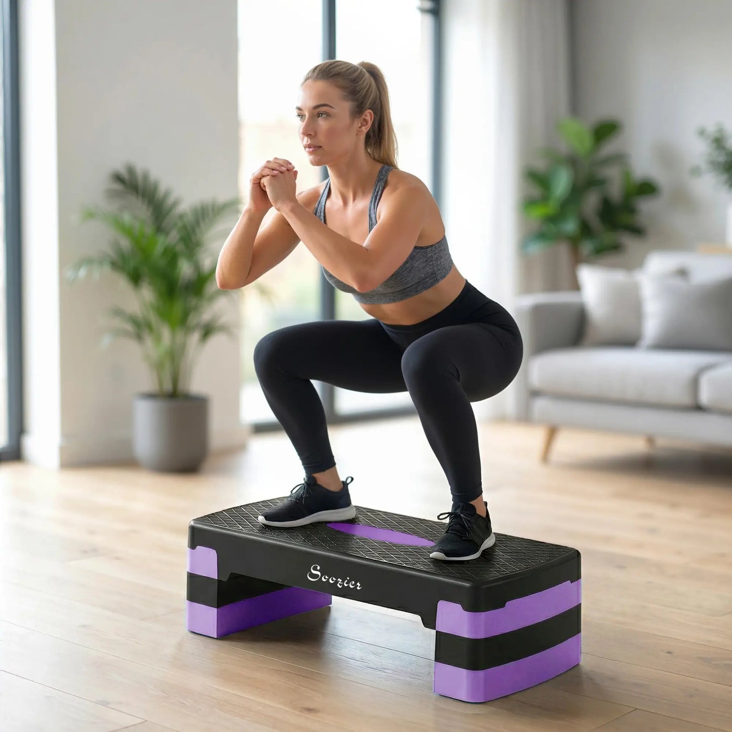 Aerobic Exercise Step Platform, 4"/6"/8" Adjustable Aerobic Stepper with Risers, Workout Stepper for Home Gym, Purple Aerobic Equipment at Gallery Canada