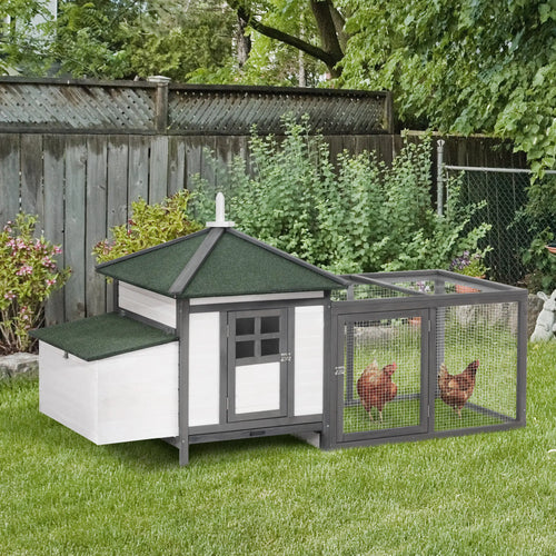 77 Chicken Coop, Rabbit Hutch, Poultry Cage, Dark Gray, White