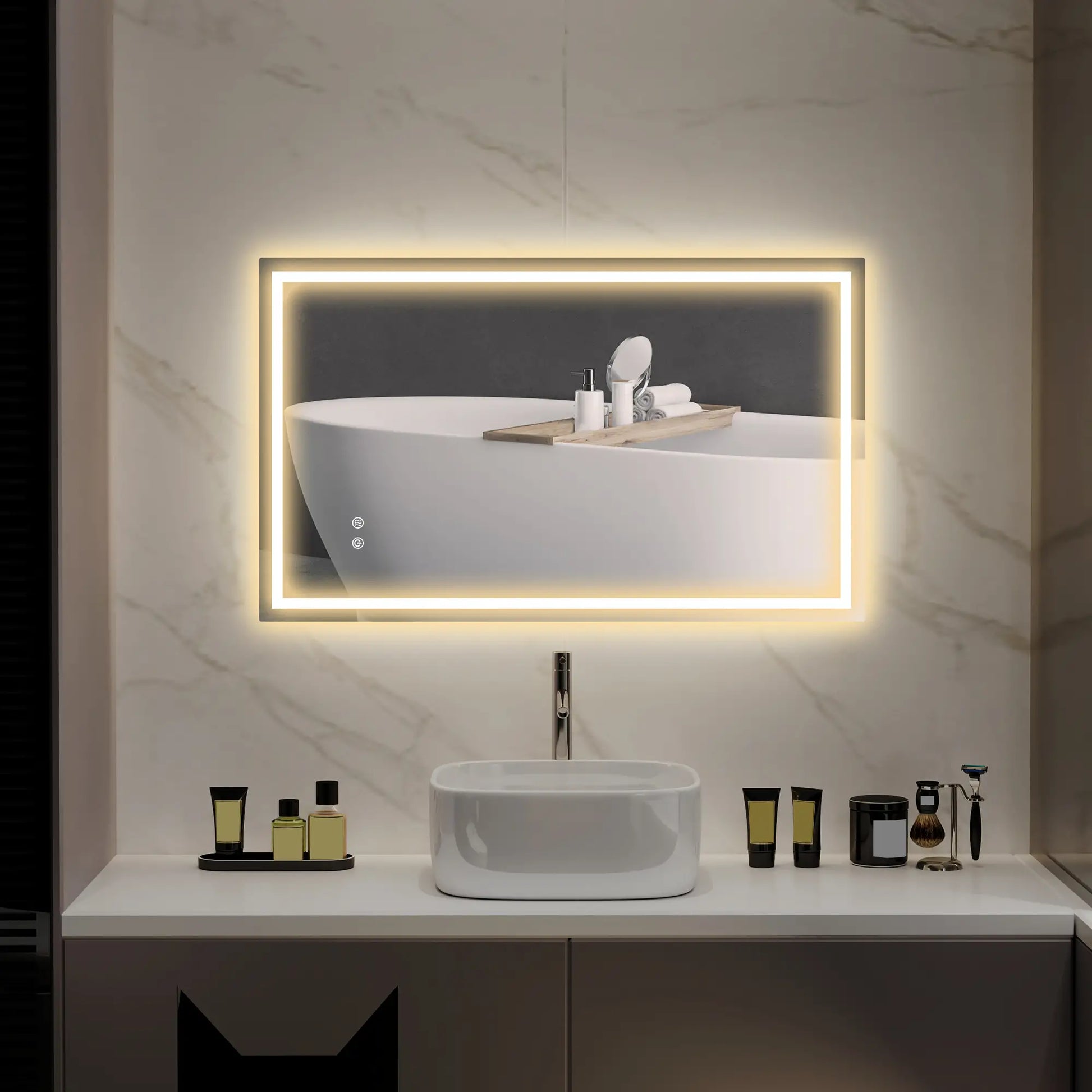 39" x 24" LED Bathroom Mirror, Wall Mounted, Anti-Fog, Touch Button, Clear Wall Mirrors at Gallery Canada