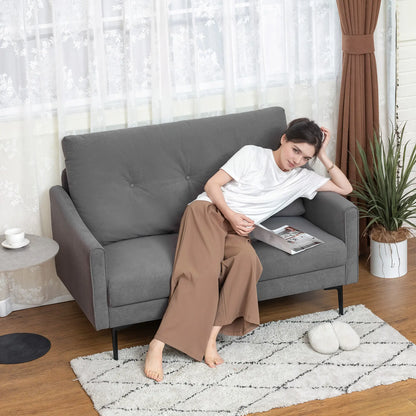 2 Seater Sofa, Small Size, Modern Couch with High-Resilience Foam, Grey 2-Seater Sofas at Gallery Canada