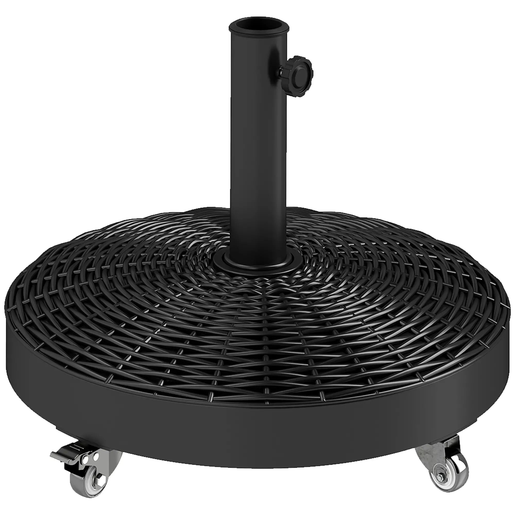 Round Umbrella Base With Wheels, Cement-Filled 55 Lbs, Black Umbrella Bases at Gallery Canada