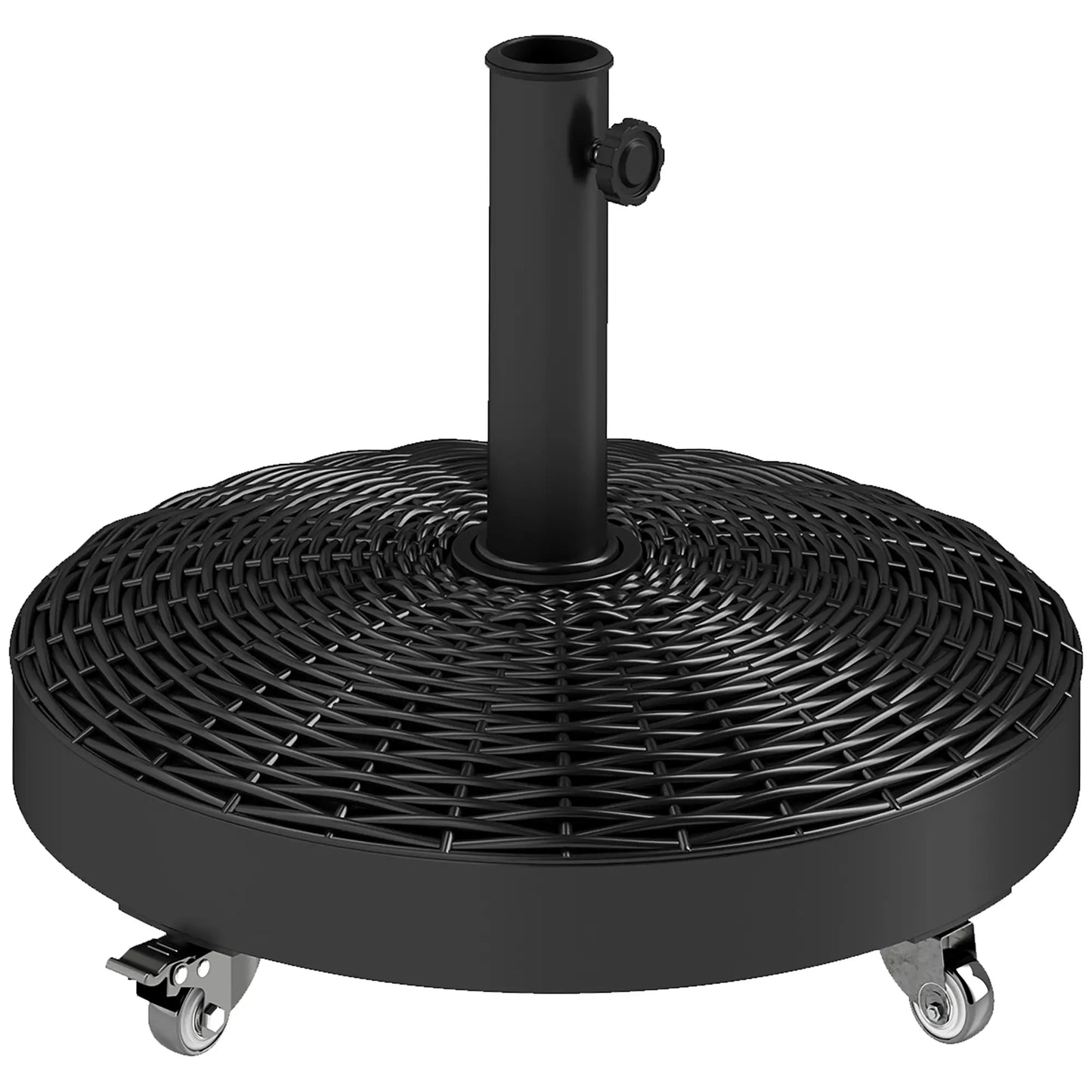 Round Umbrella Base With Wheels, Cement-Filled 55 Lbs, Black Umbrella Bases at Gallery Canada