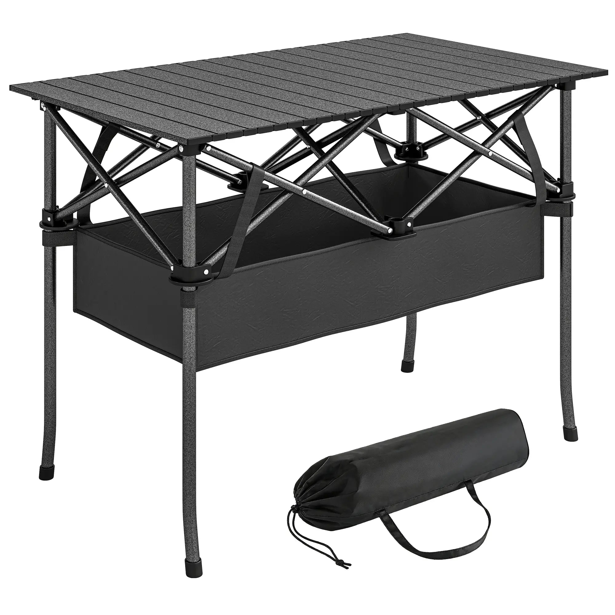 3ft Folding Camping Table, With Mesh Storage Net, Black Picnic Tables & Camping Chairs at Gallery Canada