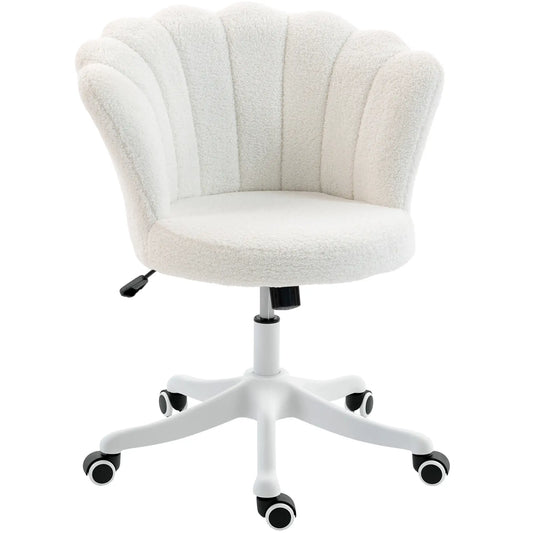 Office Chair, Armless Swivel Desk Chair with Adjustable Height, Backrest, Tilt Function for Office, Vanity, Cream White Task Chairs Cream White, White at Gallery Canada