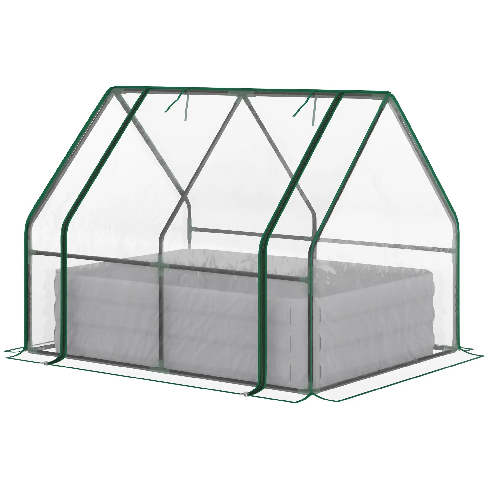 Steel Outdoor Raised Garden Bed, Greenhouse Cover, Roll Up Door, 50